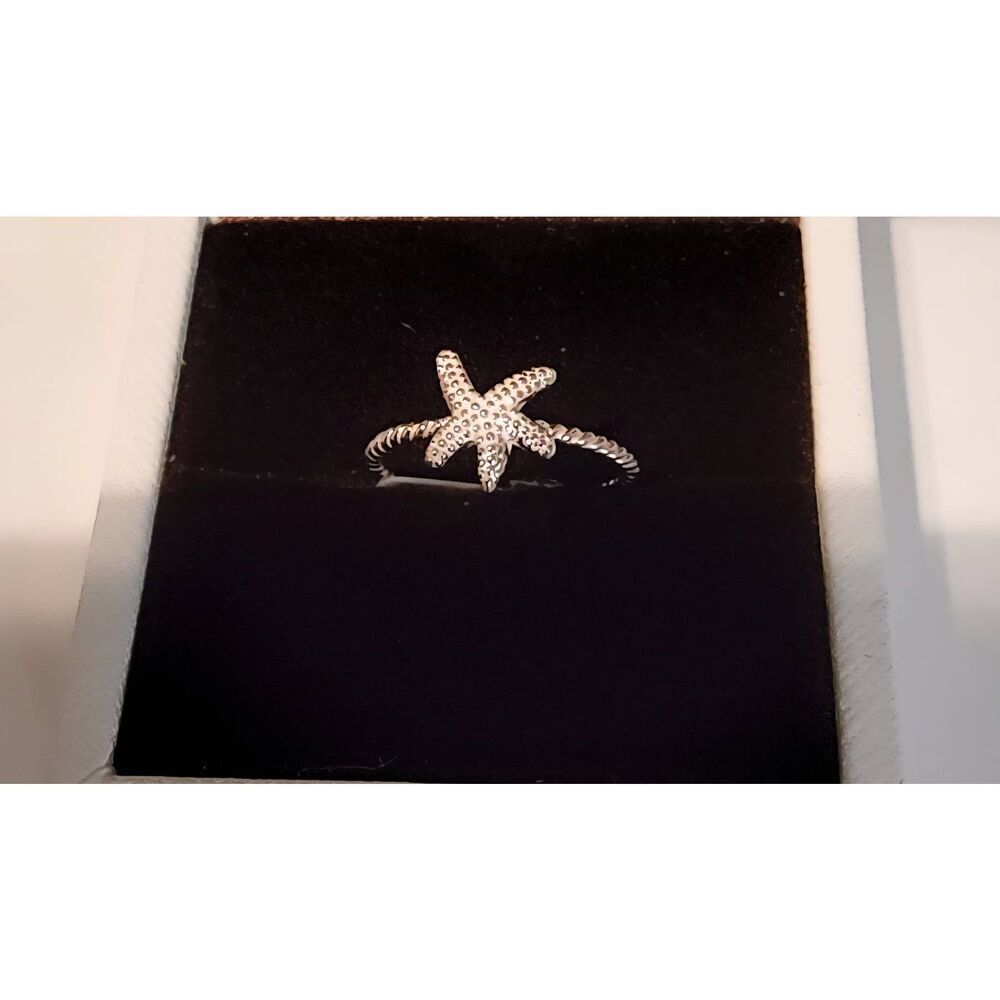 925 Sterling Silver Beaded Band Starfish Sealife Ring Sz 7